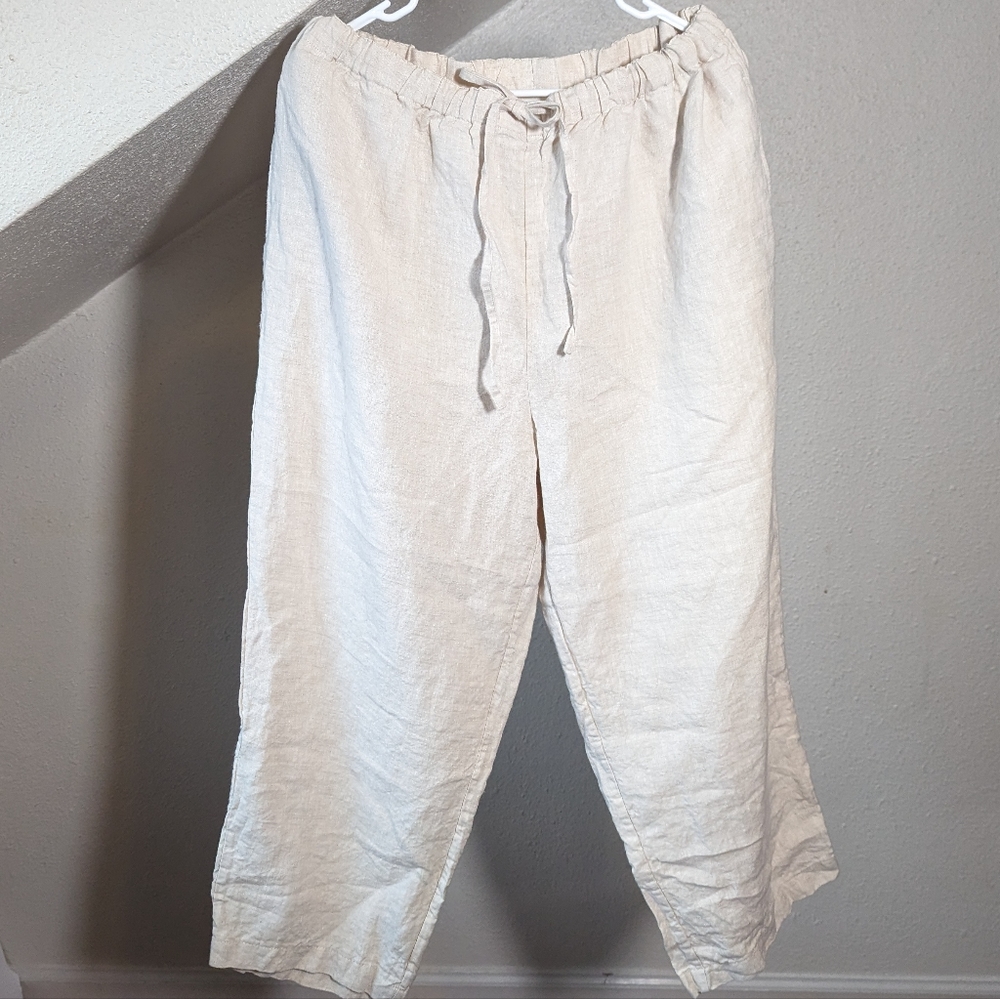 Orvis XL (18/20) cream cropped linen pants